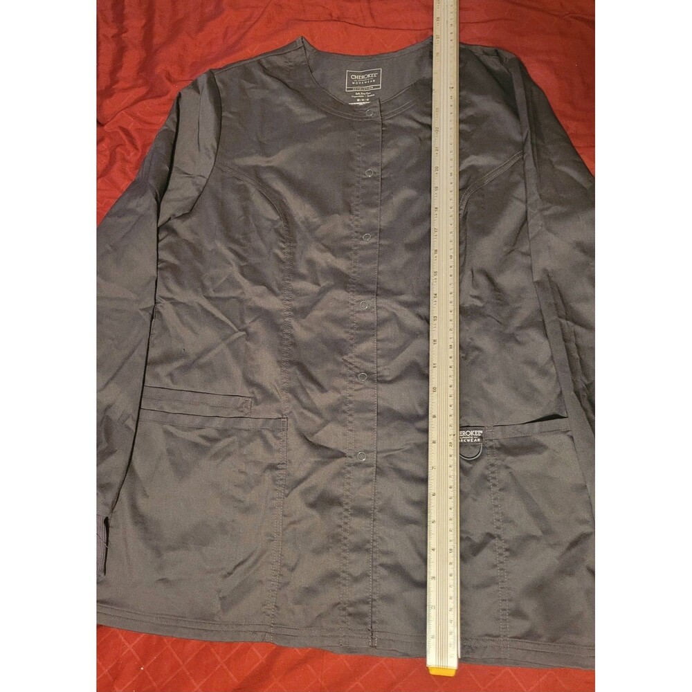 NWT Cherokee Workwear Revolution PEWTER  Scrub Top Unisex Long Sleeve MEDIUM